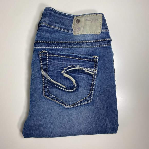 Silver Women Jeans Suki Mid Pencil Skinny Light Wash Blue Size 28x33 - Picture 1 of 14